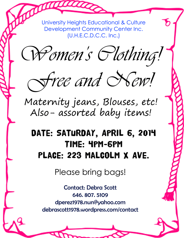April 6 2014 Women's Clothing Drive2